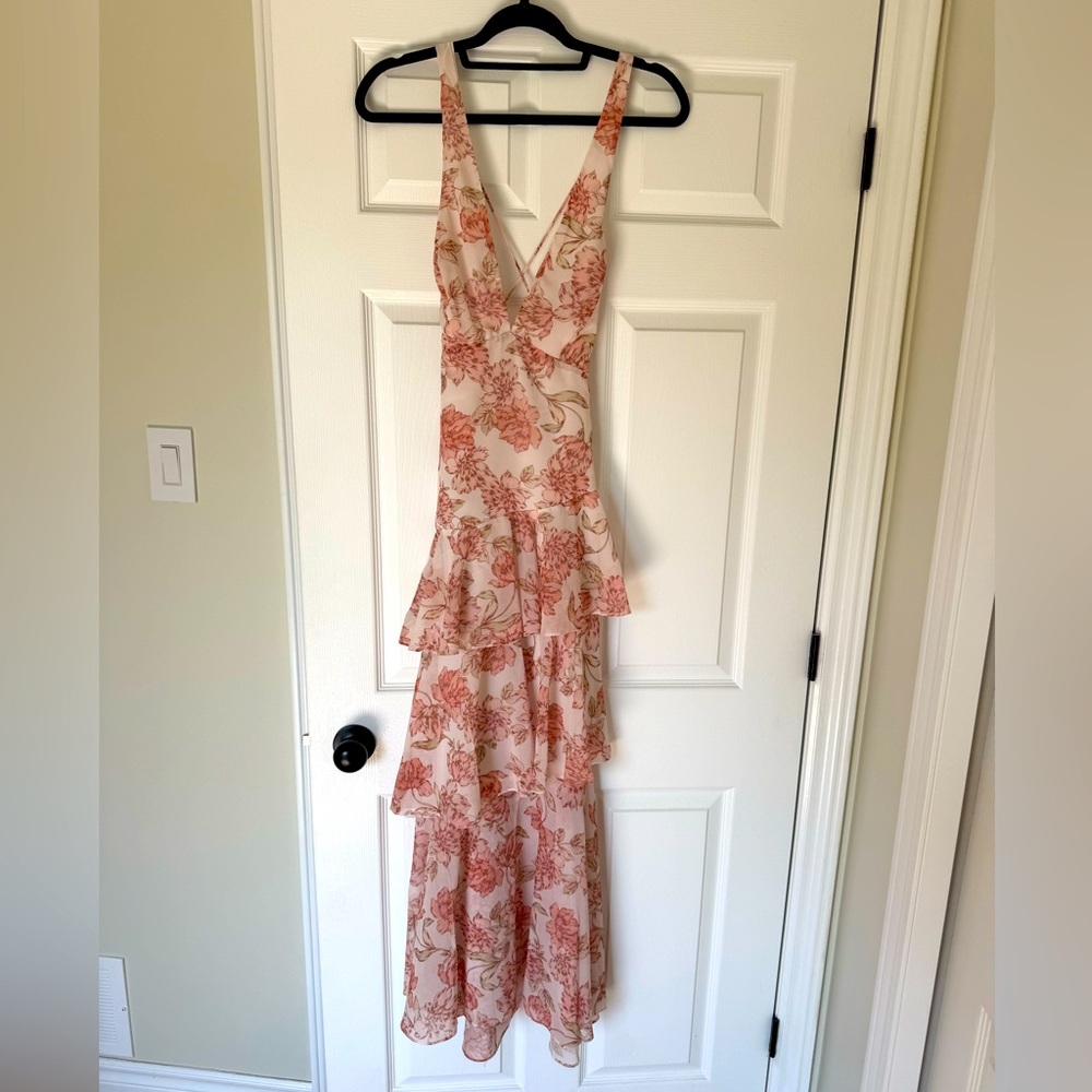 Elegant Billy J Floral High-Low Dress - Peachy Pink